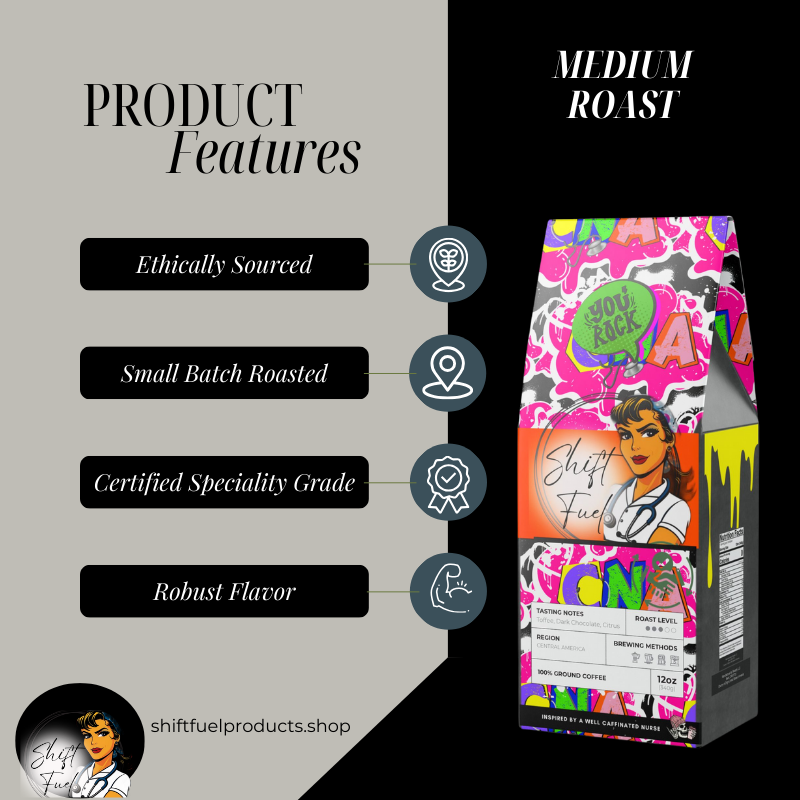 Shift Fuel Coffee for CNAs | Energizing Blend for Dedicated Caregivers | Premium Coffee for Nursing Assistants (Medium Roast)