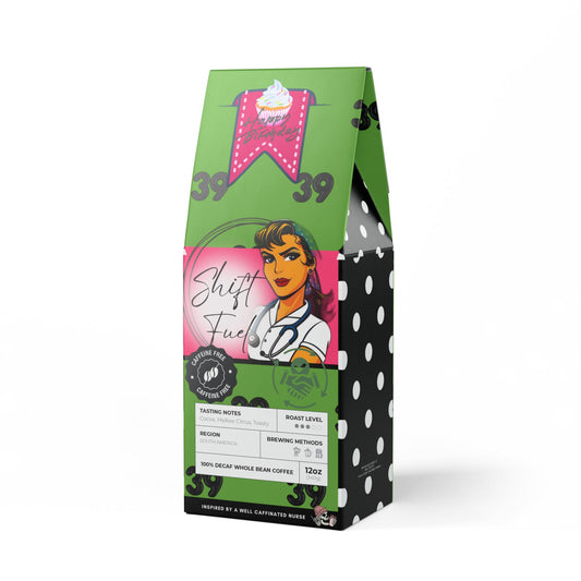<img src="https://shiftfuelproducts.shop/cdn/shop/files/Forever_39_Birthday_Blend_front_of_bag.jpg?v=1724805112&width=2048" alt="Shift Fuel Forever 39 Birthday Blend Coffee, front of the bag featuring playful design celebrating turning 40 with a humorous 'Forever 39' theme.">
